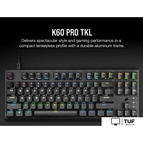 Клавиатура Corsair K60 Pro TKL (черный, Corsair OPX, нет кириллицы)