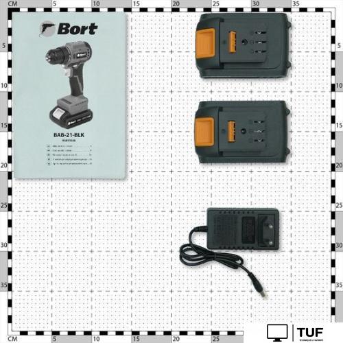 Дрель-шуруповерт Bort BAB-21-BLK 93413526 (с 2-мя АКБ, кейс)