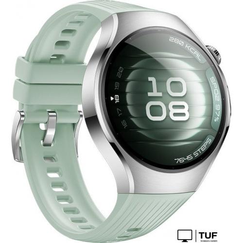 Умные часы Huawei Watch 5 42 мм (серебристый, с зеленым силиконовым ремешком, международная версия)