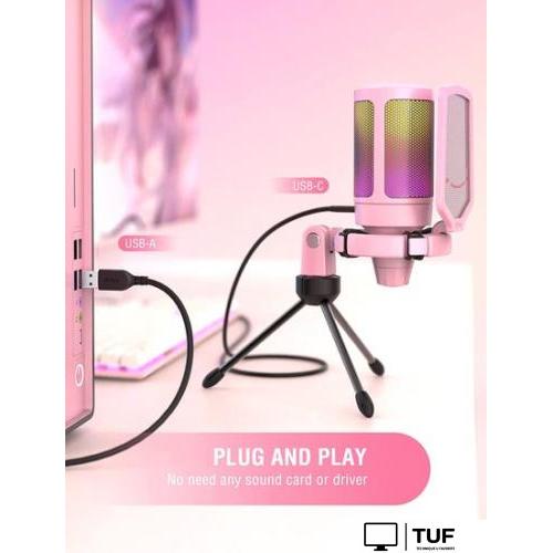 Проводной микрофон FIFINE A6V (розовый)