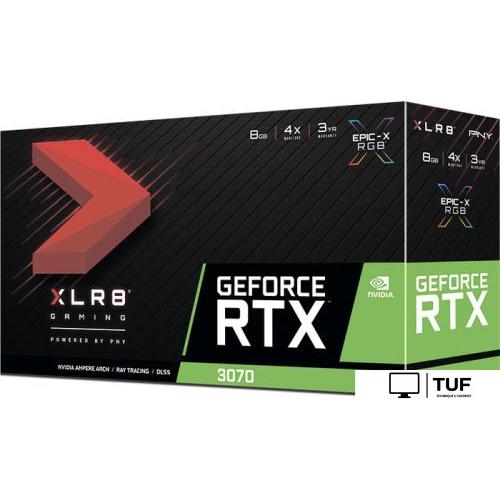 Видеокарта PNY GeForce RTX 3070 8GB XLR8 Gaming REVEL EPIC-X RGB Triple Fan LHR VCG30708LTFXPPB