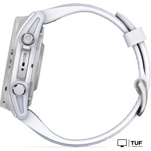 Умные часы Garmin Fenix 8 43мм (серебристый, белый ремешок)