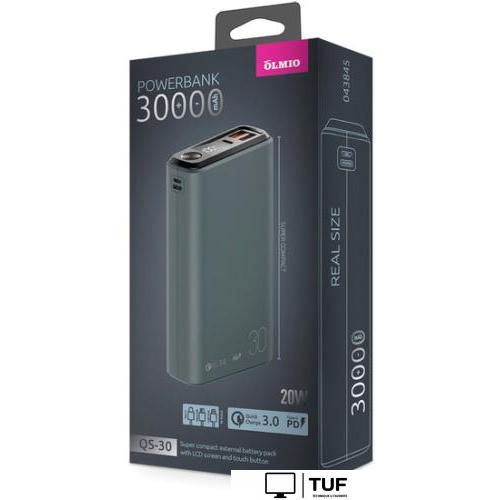 Внешний аккумулятор Olmio QS-30 30000mAh (темно-серый)