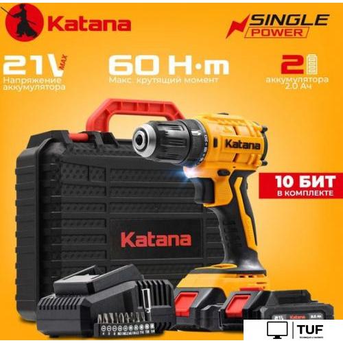 Дрель-шуруповерт Katana HD Line BCD 5500 (с 2-мя АКБ 2 Ач, кейс)