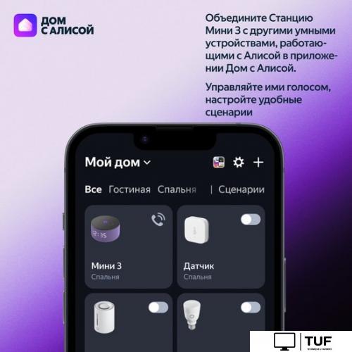 Умная колонка Яндекс Станция Мини 3 с часами (черный)