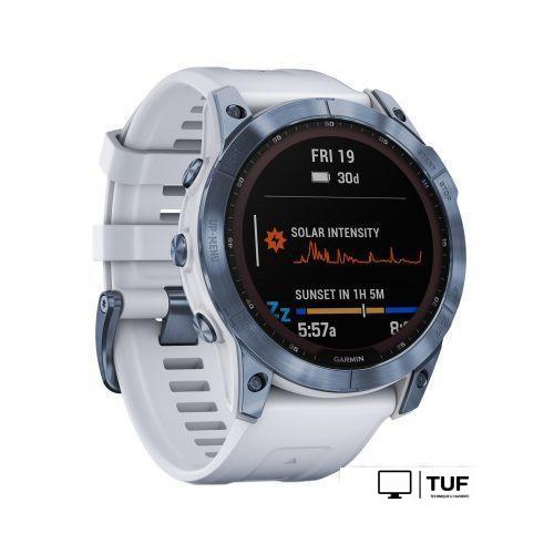 Умные часы Garmin Fenix 7X Sapphire Solar (голубой минерал/белый камень)