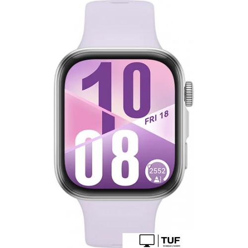 Умные часы Huawei Watch FIT 4 (серебристый, с сиреневым силиконовым ремешком, международная версия)