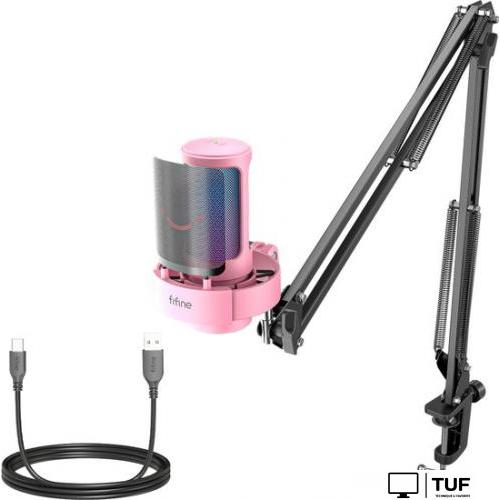 Проводной микрофон FIFINE A8T (розовый)