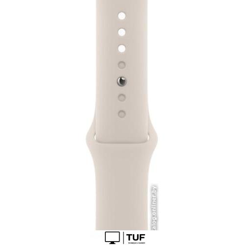 Умные часы Apple Watch Series 9 45 мм (алюминиевый корпус, звездный свет/звездный свет, спортивный силиконовый ремешок M/L)