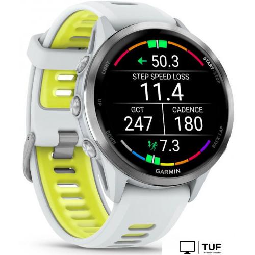 Умные часы Garmin Forerunner 970 47 мм (белый/зеленый)