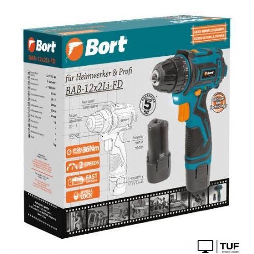 Дрель-шуруповерт Bort BAB-12x2Li-FD (с 2-мя АКБ)