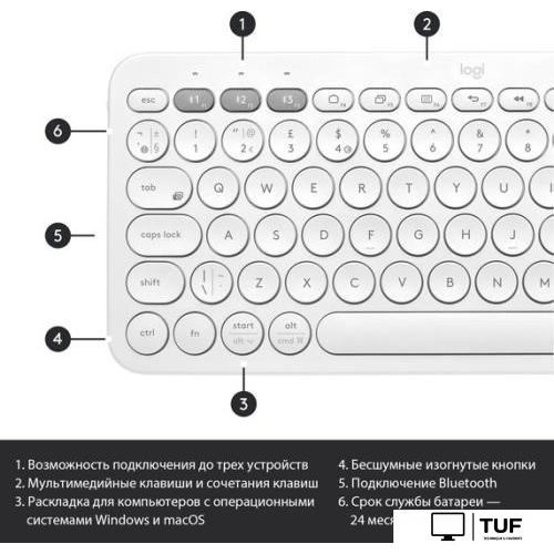 Клавиатура Logitech Multi-Device K380 Bluetooth 920-009589 (белый)