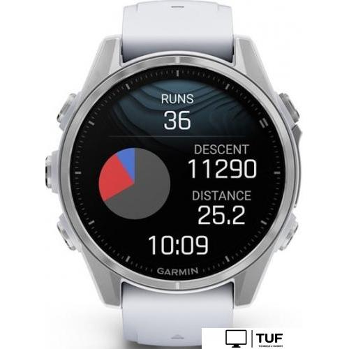 Умные часы Garmin Fenix 8 43мм (серебристый, белый ремешок)