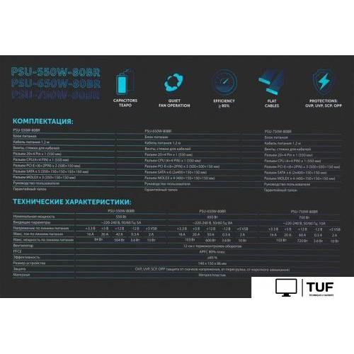 Блок питания Oklick GMNG ATX 550W PSU-550W-80BR