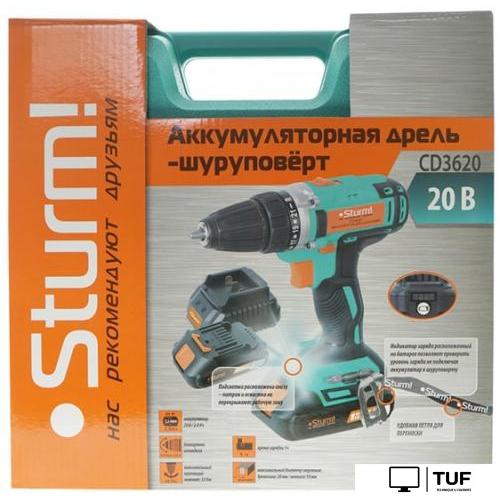 Дрель-шуруповерт Sturm CD3618T (с 2-мя АКБ, кейс)