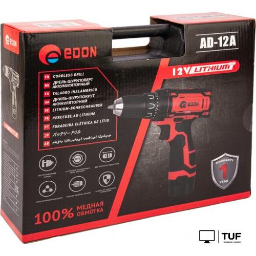 Дрель-шуруповерт Edon AD-12A (с 2-мя АКБ, кейс)