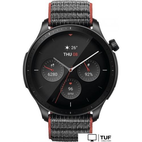 Умные часы Amazfit GTR 4 (серый, с черным нейлоновым ремешком)