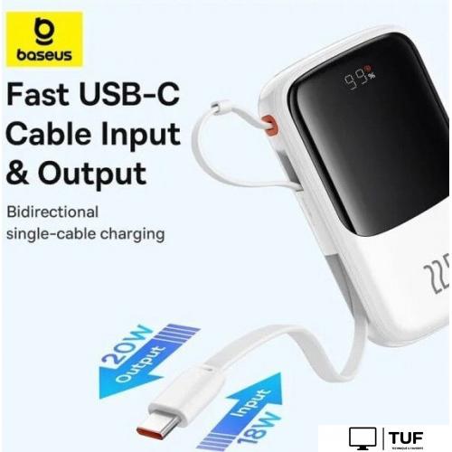 Внешний аккумулятор Baseus Qpow Pro+ Digital Display Fast Charge 22.5W 10000mAh (белый)