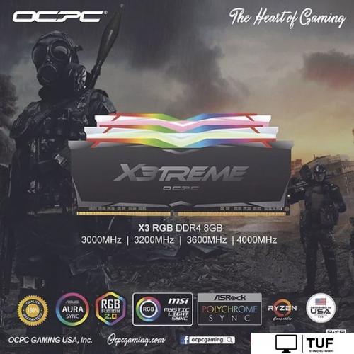 Оперативная память OCPC X3 RGB Black Label 2x8ГБ DDR4 4000 МГц MMX3A2K16GD440C19BL