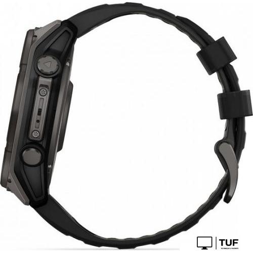 Умные часы Garmin Fenix 8 Solar, Sapphire 51мм (титановый угольно-серый с DLC-покрытием и черным ремешком)