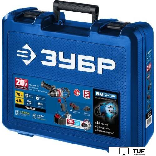 Ударная дрель-шуруповерт Зубр Профессионал DBS-201-42 (с 2-мя АКБ 4 Ач, кейс)