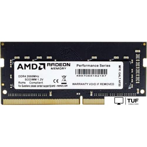 Оперативная память AMD Radeon R7 Performance 4GB DDR4 SODIMM PC4-21300 R744G2606S1S-U