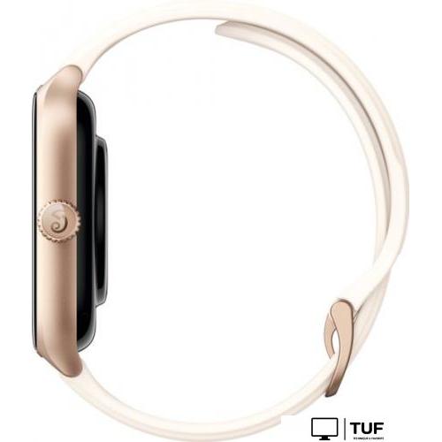 Умные часы Amazfit GTS 4 (золотистый, с белым ремешком из фторэластомера)