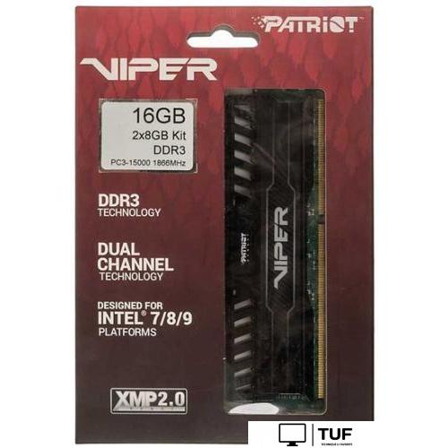 Оперативная память Patriot Viper 3 Black Mamba 2x8GB KIT DDR3 PC3-14900 (PV316G186C0K)