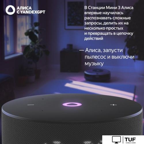 Умная колонка Яндекс Станция Мини 3 с часами (черный)