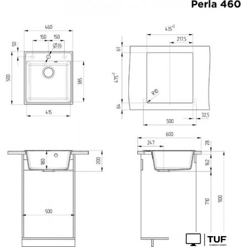 Кухонная мойка MAUNFELD Perla 460 MFQS-460LGR