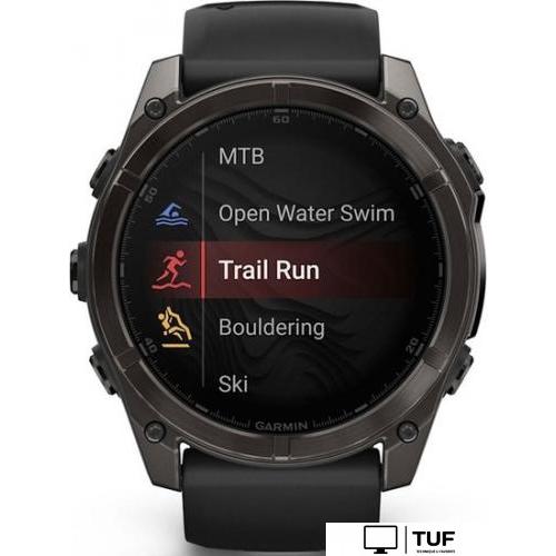 Умные часы Garmin Fenix 8 Sapphire 51мм (угольно-серый DLC, пепельно-черный силиконовый ремешок)