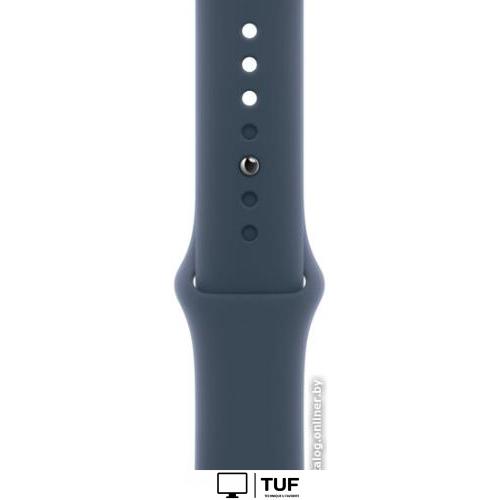 Умные часы Apple Watch Series 9 45 мм (алюминиевый корпус, серебристый/грозовой синий, спортивный силиконовый ремешок M/L)