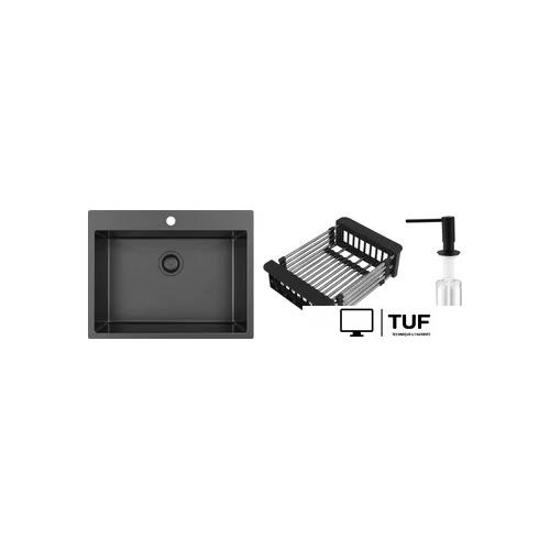 Кухонная мойка Schtoff Best Premium Black 6050 + коландер KR-1 Black + дозатор SD-1 Black