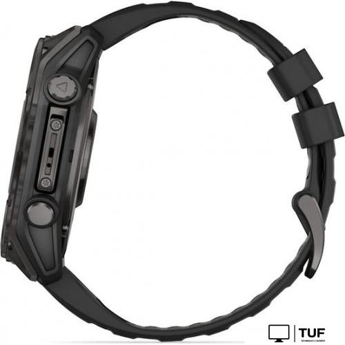 Умные часы Garmin Fenix 8 Sapphire 51мм (угольно-серый DLC, пепельно-черный силиконовый ремешок)