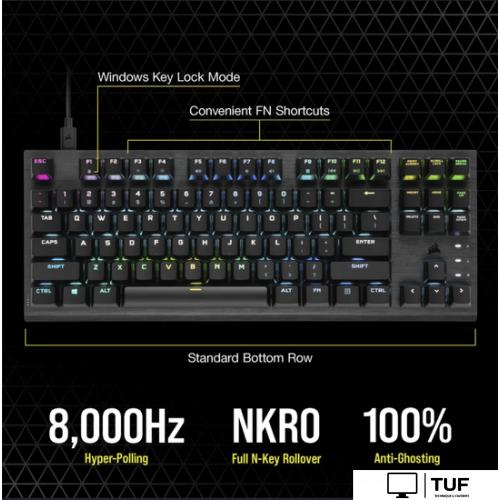 Клавиатура Corsair K60 Pro TKL (черный, Corsair OPX, нет кириллицы)
