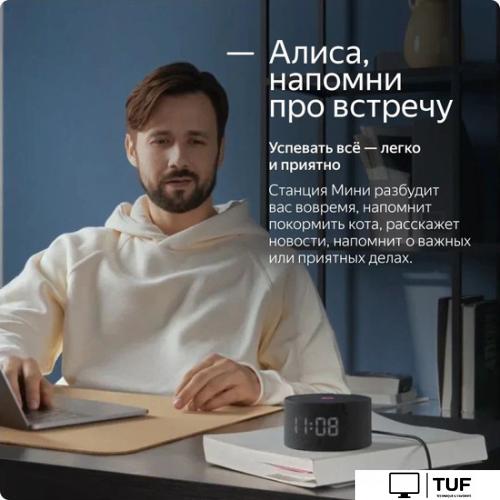 Умная колонка Яндекс Станция Мини 2 с часами (черный оникс)