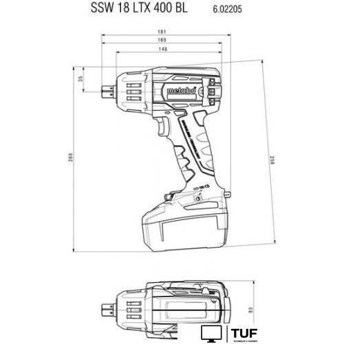 Гайковерт Metabo SSW 18 LTX 400 BL 602205650 (с 2-мя АКБ, кейс)
