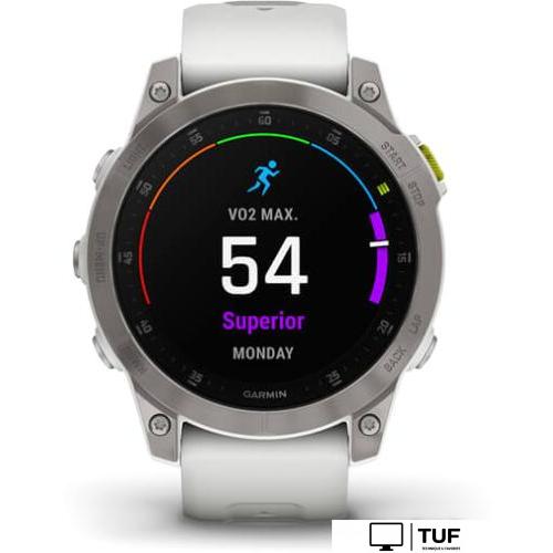 Умные часы Garmin Epix Sapphire Gen 2 (серебристый титан/белый)