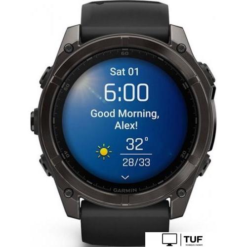 Умные часы Garmin Fenix 8 Sapphire 51мм (угольно-серый DLC, пепельно-черный силиконовый ремешок)