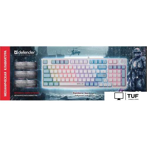 Клавиатура Defender Hawk GK-418 (белый, Outemu Red)