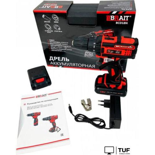 Дрель-шуруповерт Brait BCD18N (с 2-мя АКБ, кейс)