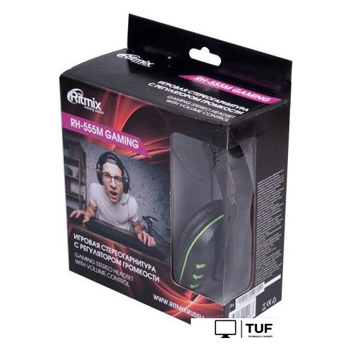 Наушники Ritmix RH-555M (черный/зеленый)