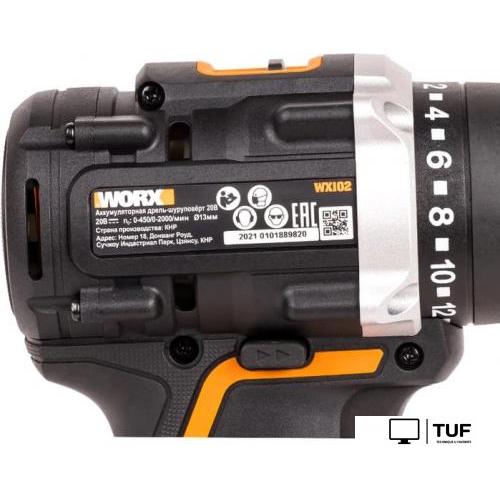 Дрель-шуруповерт Worx WX102 (с 2-мя АКБ, кейс)