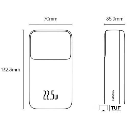 Внешний аккумулятор Baseus Comet Series Dual-Cable Digital Display Fast Charge Power Bank 22.5W 20000mAh (черный)