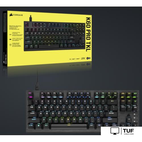 Клавиатура Corsair K60 Pro TKL (черный, Corsair OPX, нет кириллицы)