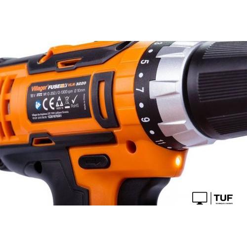 Дрель-шуруповерт Villager Fuse VLN 3220 2BSC 056357 (с 2-мя АКБ, кейс, оснастка)