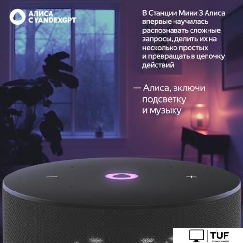 Умная колонка Яндекс Станция Мини 3 с часами (черный)