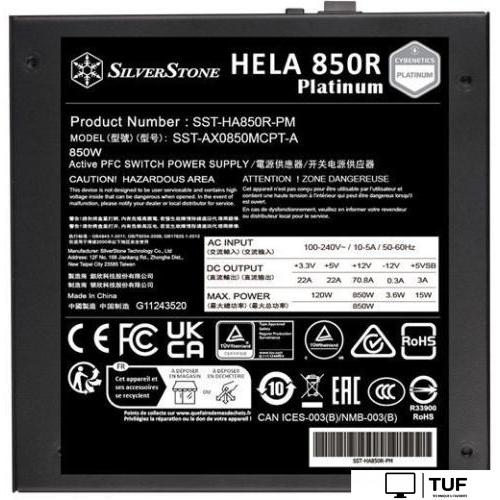 Блок питания SilverStone HELA 850R Cybenetics Platinum SST-HA850R-PM