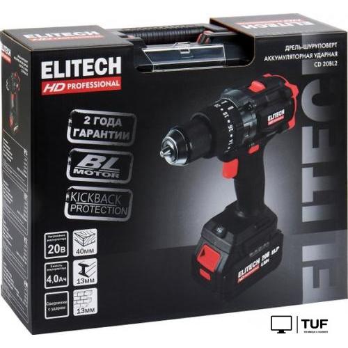 Ударная дрель-шуруповерт ELITECH CD 20BL2 E2201.042.01 (с 1-им АКБ, кейс)