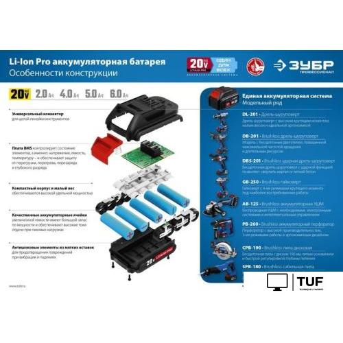 Ударная дрель-шуруповерт Зубр Профессионал DBS-201 (без АКБ)